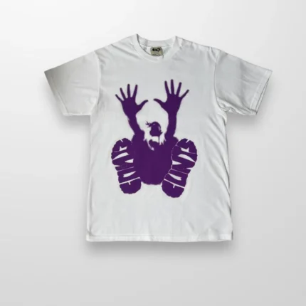 Clints 3rd Anniversary Stencil T-Shirt In White & Purple