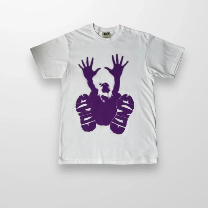Clints 3rd Anniversary Stencil T-Shirt In White & Purple