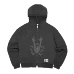 Contrast Stencil Hoodie- Smoke Grey