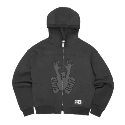 Contrast Stencil Hoodie- Smoke Grey