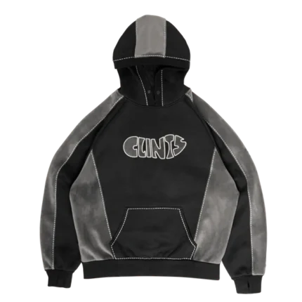 Fleece Panel Hoodie- Black