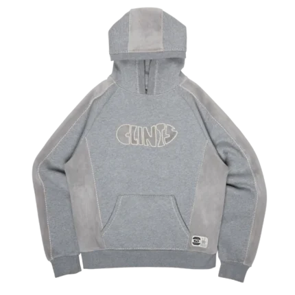 Fleece Panel Hoodie- Grey
